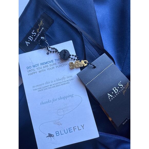 NWT y2k ABS Satin Strapless Cocktail Mini Peplum Dress in Blue Size 10 - Picture 10 of 10